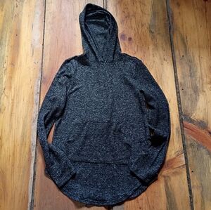 Free For All Hood3d Shirt Lightweight Black Gray Long Sleeve Kangaroo Pocket‎